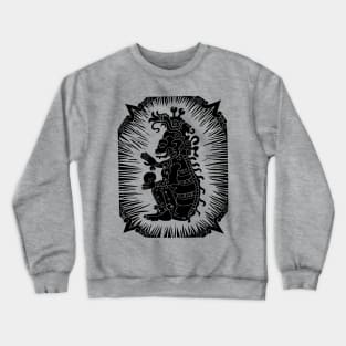 Mayan Death God Block Print Crewneck Sweatshirt